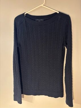 Tommy Hilfiger Navy Cable-Knit Crewneck Sweater